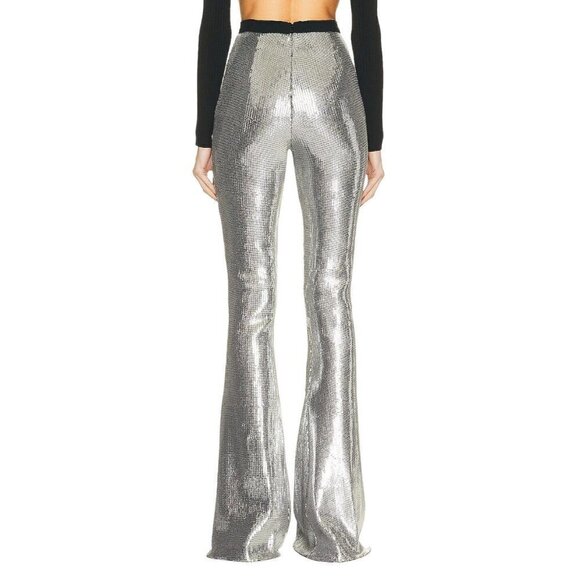 David Koma Sequin Flared Trouser in Silver & Black UK 14 USA 10 New Womens pants - Picture 4 of 17